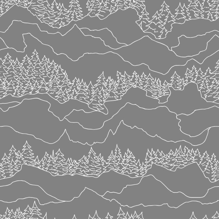Papier peint à motif  Motif sans couture avec des arbres et des montagnes