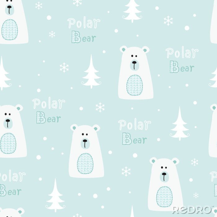 Papier peint à motif  Motif sans couture avec des ours polaires