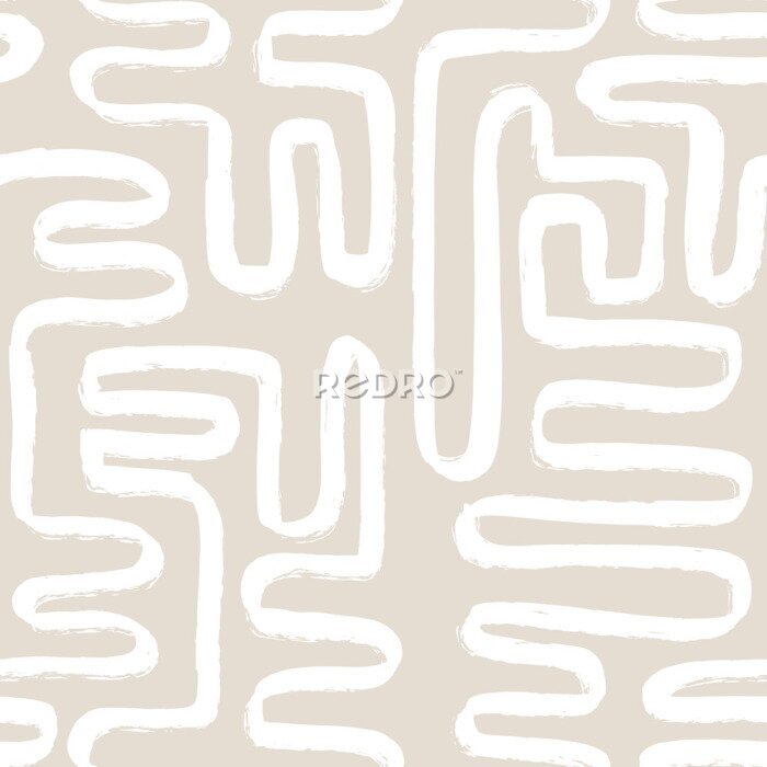 Papier peint à motif  Motif Scandi aux couleurs nude