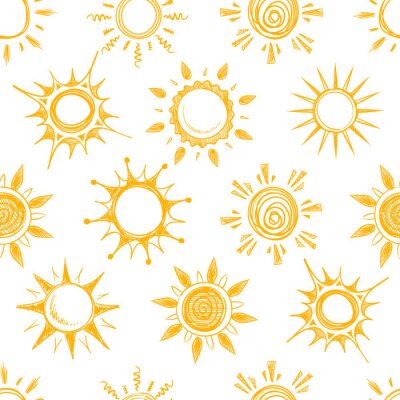 Papier peint à motif  motif soleil drôle d'été jaune seamless vecteur