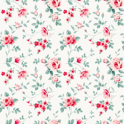 Papier peint à motif  Motif subtil rose et petites feuilles