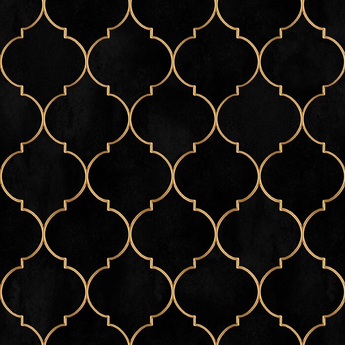 Papier peint à motif  Motif traditionnel marocain noir