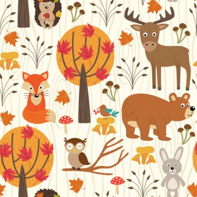 Papier peint à motif  motif transparent avec la forêt d'automne - illustration vectorielle, eps