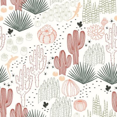 Papier peint à motif  Motif tropical avec des cactus