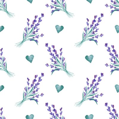 Papier peint à motif  Motif vecteur aquarelle avec lavande. Peinture à la main. Motif sans couture pour le tissu, le papier et d'autres projets d'impression et de Web.