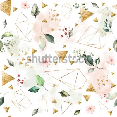 Papier peint à motif  Motif végétal géométrique