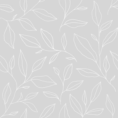 Papier peint à motif  Motif végétal minimaliste gris