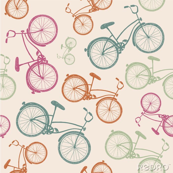 Papier peint à motif  Motif vélos rétro