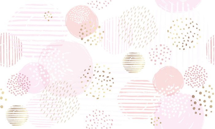 Papier peint à motif  Motifs avec des cercles aquarellés en  rose