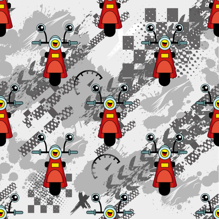 Papier peint à motif  Motos rouges amusantes