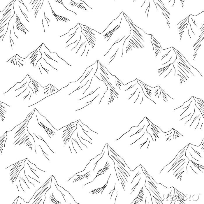 Papier peint à motif  Mountains graphic black white seamless pattern landscape background sketch illustration vector