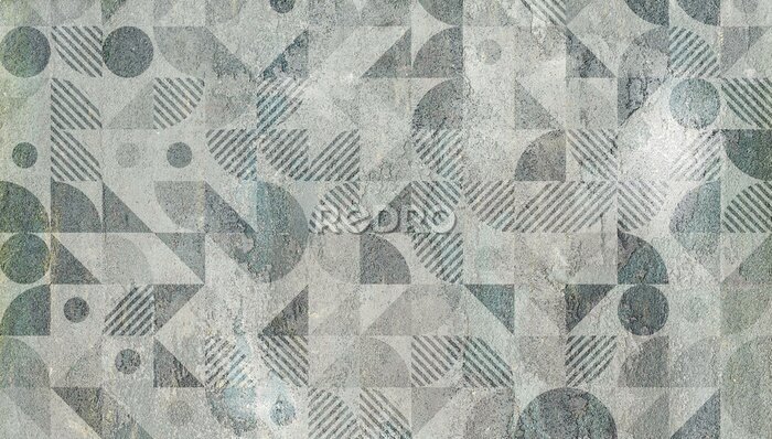 Papier peint à motif  Mur en béton style grunge avec ornements