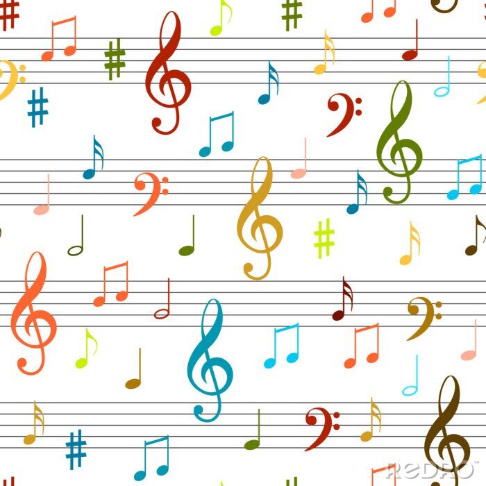 Papier peint à motif  Musical colorful notes seamless pattern