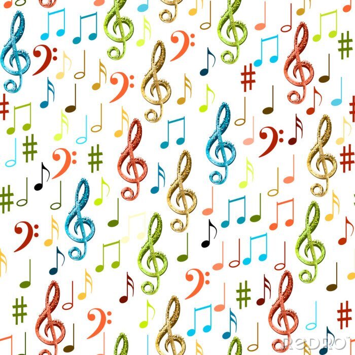 Papier peint à motif  Musical colorful notes seamless pattern