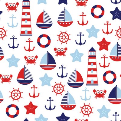 Papier peint à motif  nautical baby marine pattern