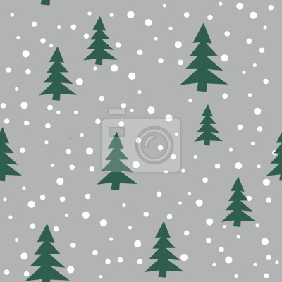 Papier peint à motif  Neige dans la forêt d'hiver