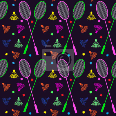 Papier peint à motif  Neon Badminton
