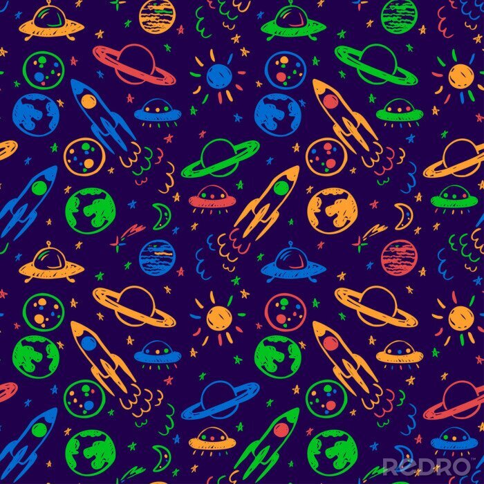 Papier peint à motif  Néon cosmos