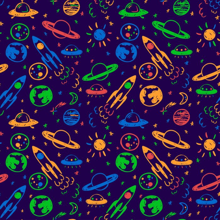 Papier peint à motif  Néon cosmos