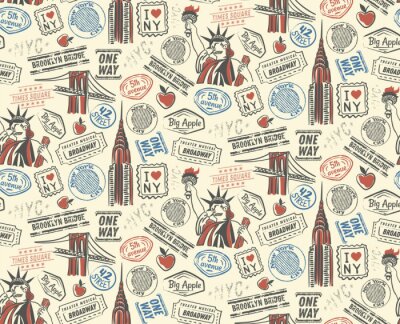 Papier peint à motif  New York pattern seamless design illustration