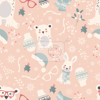 Papier peint à motif  Noël dans les bois