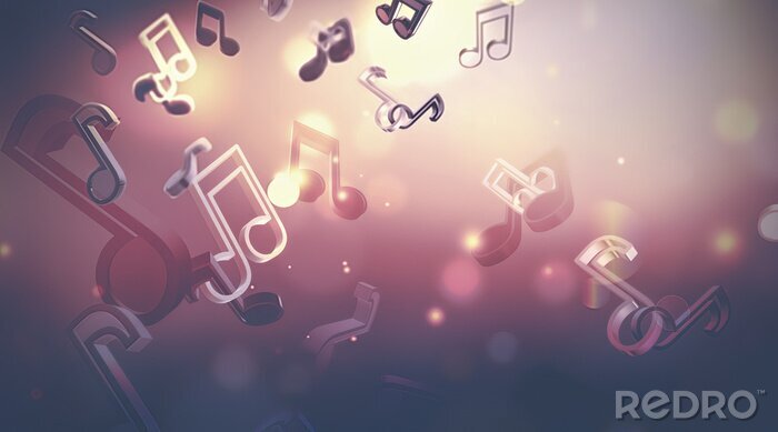 Papier peint à motif  Notes de musique abstraites en 3D