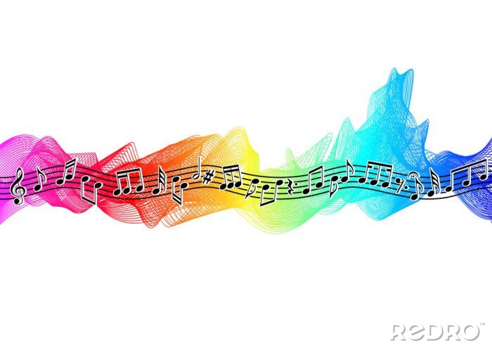 Papier peint à motif  Notes de musique sur le ruban de spectre