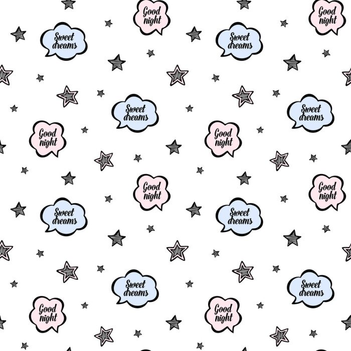 Papier peint à motif  Nuages avec texte et étoiles
