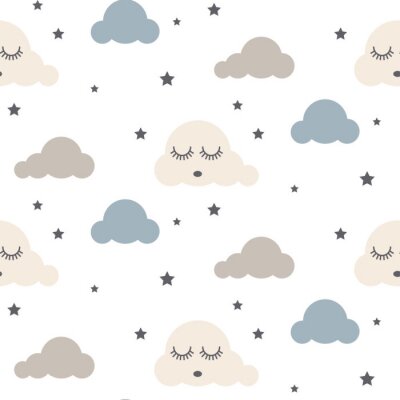 Papier peint à motif  Nuages bleus et gris endormis