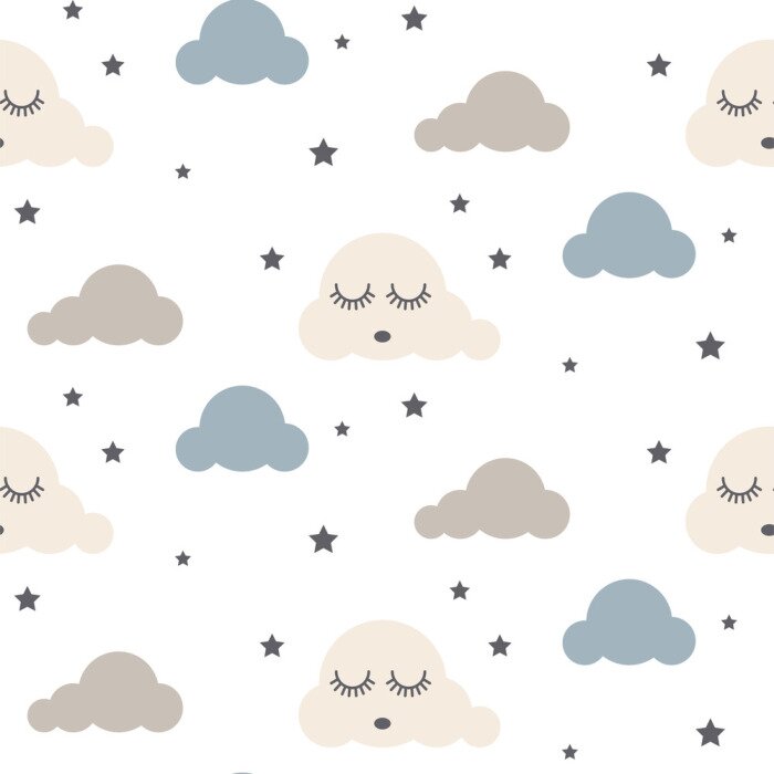 Papier peint à motif  Nuages bleus et gris endormis