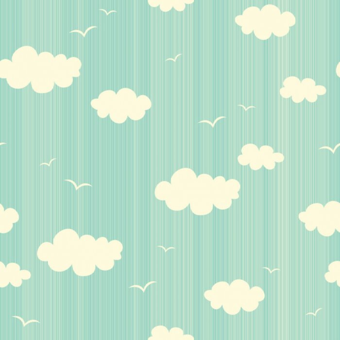 Papier peint à motif  Nuages et oiseaux dans le ciel