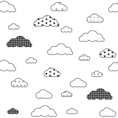 Papier peint à motif  Nuages gris avec des motifs