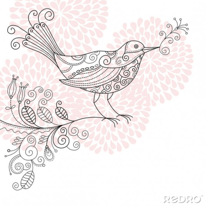 Papier peint à motif  oiseau shabby