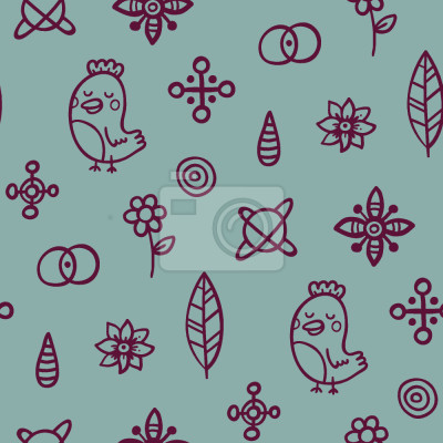 Papier peint à motif  Oiseaux aime les fleurs