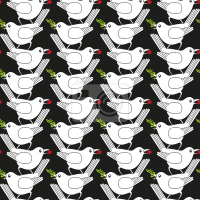 Papier peint à motif  Oiseaux animés