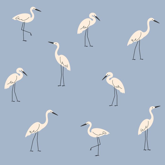 Papier peint à motif  Oiseaux blancs