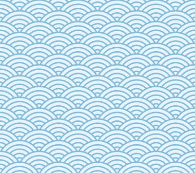 Papier peint à motif  Ondes symétriques bleues japonaises
