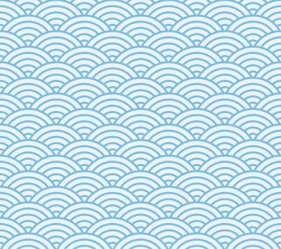 Papier peint à motif  Ondes symétriques bleues japonaises