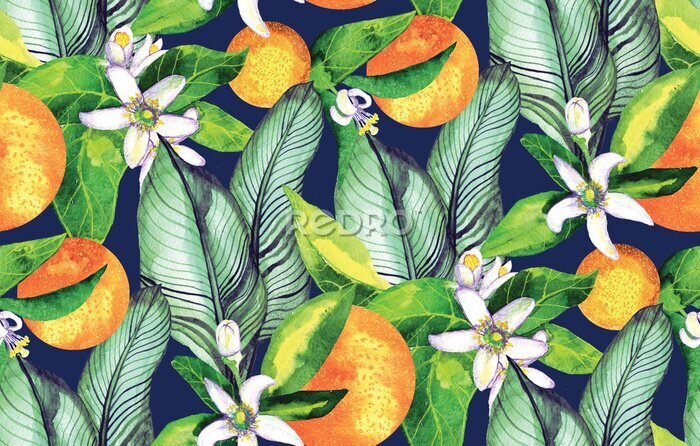 Papier peint à motif  oranger tropical
