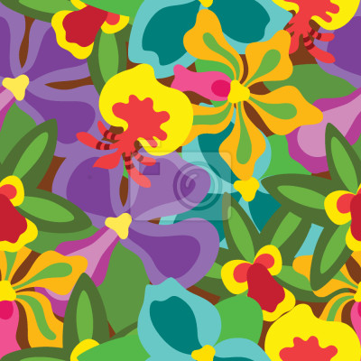 Papier peint à motif  Orchidée colorée