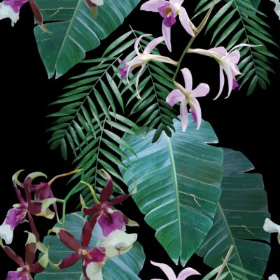 Papier peint à motif  orchids exotic tropical pattern