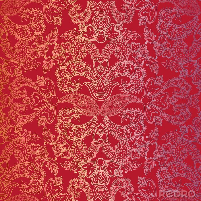 Papier peint à motif  Oriental rouge style motif