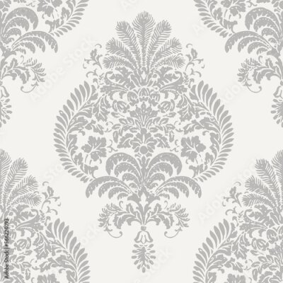 Papier peint à motif  Ornement classique sur fond gris