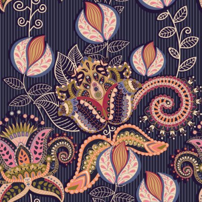 Papier peint à motif  Ornement de Paisley. Coloré, Indien, toile de fond