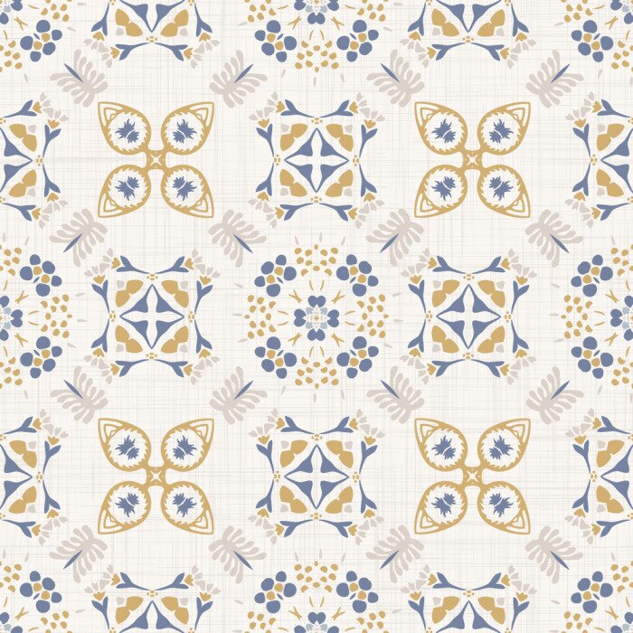 Papier peint à motif  Ornement floral classique dans des tons vifs