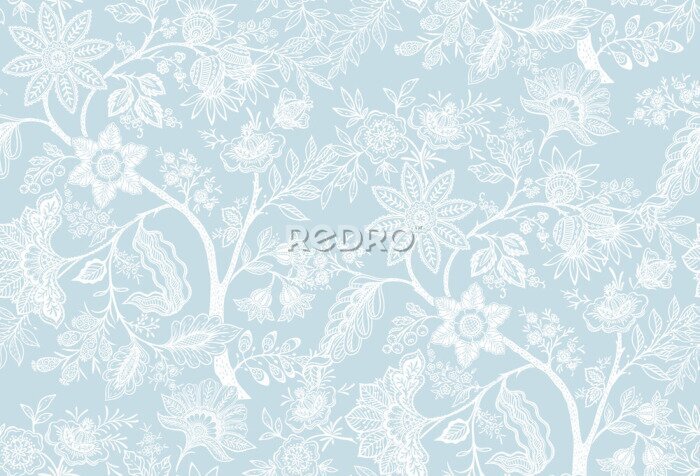 Papier peint à motif  Ornement floral délicat