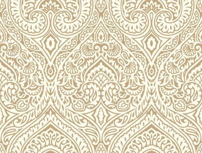 Papier peint à motif  Ornement floral traditionnel dans une teinte imitation or