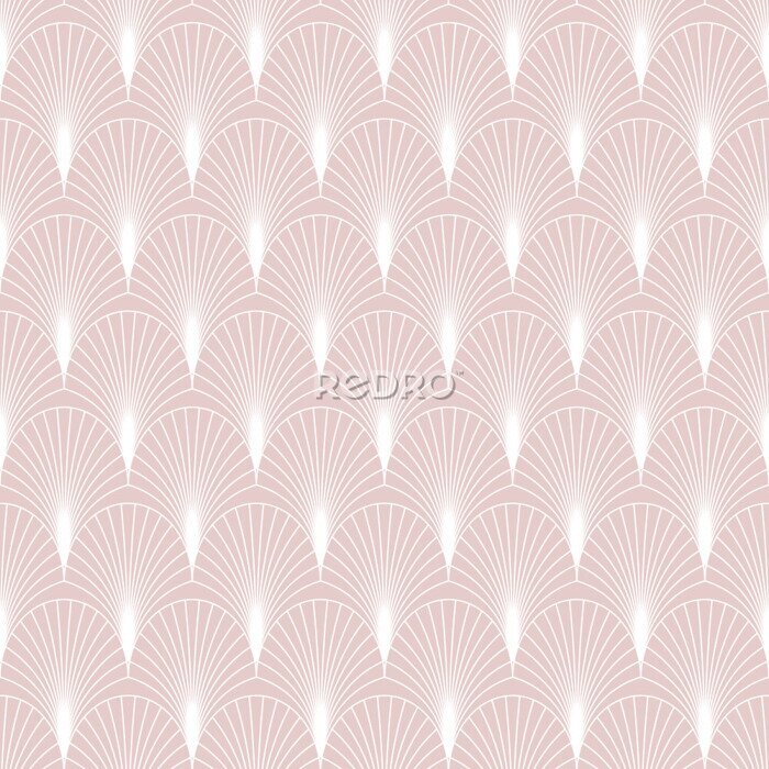 Papier peint à motif  Ornement glamour rose et blanc