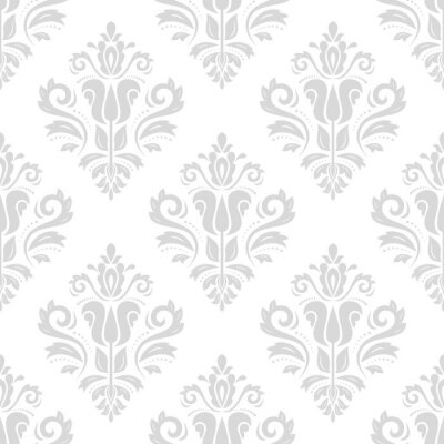 Papier peint à motif  Ornement oriental sans couture dans le style baroque. Classique, vecteur, modèle. Papier peint argent léger