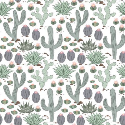 Papier peint à motif  Ornement succulent tiré par la main avec le cactus.